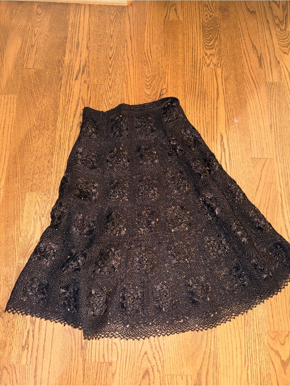 Black Crochet A-Line Women's Skirt